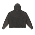 Washed Frayed-Hem Hoodie - Black