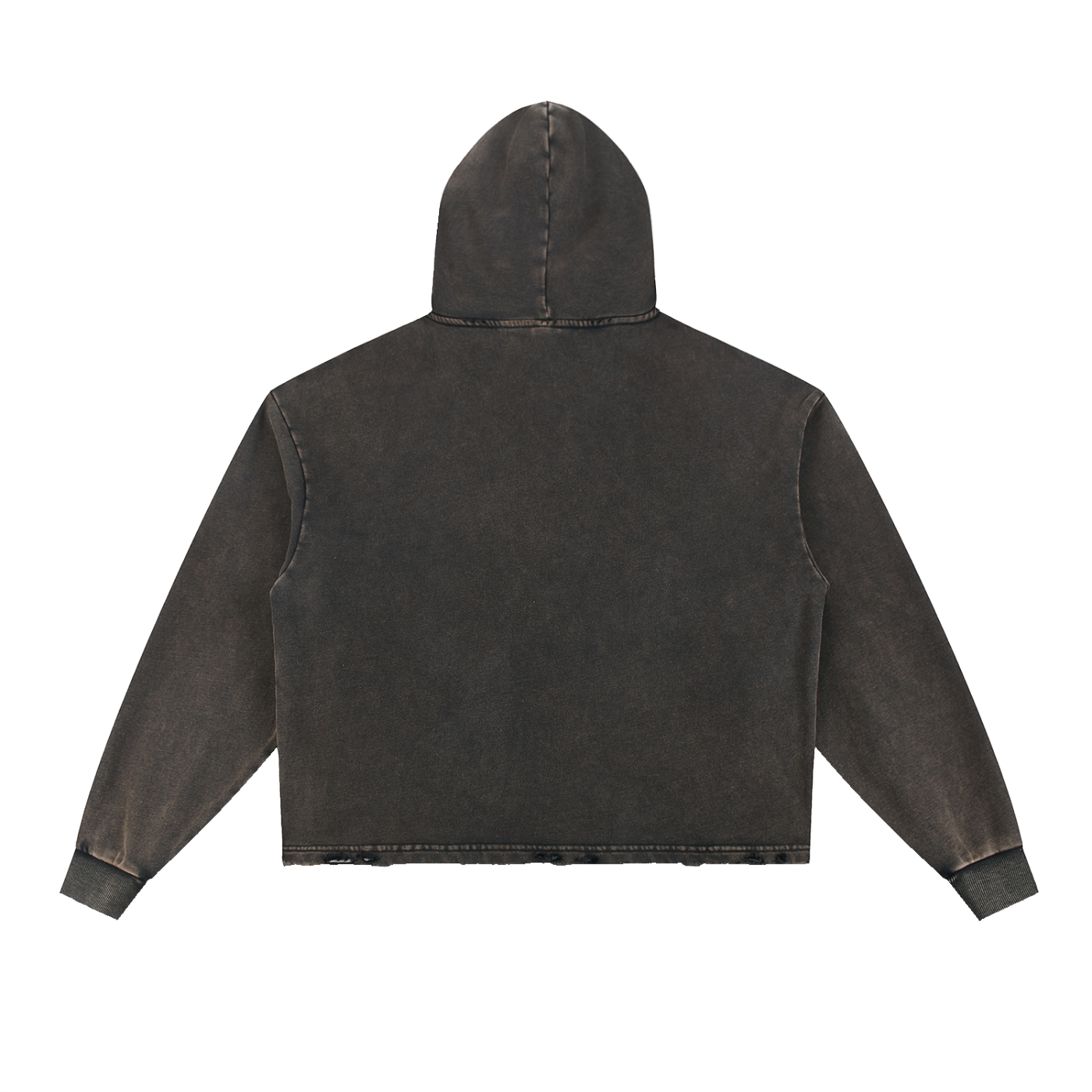 Washed Frayed-Hem Hoodie - Black