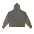 Washed Frayed-Hem Hoodie - Gray