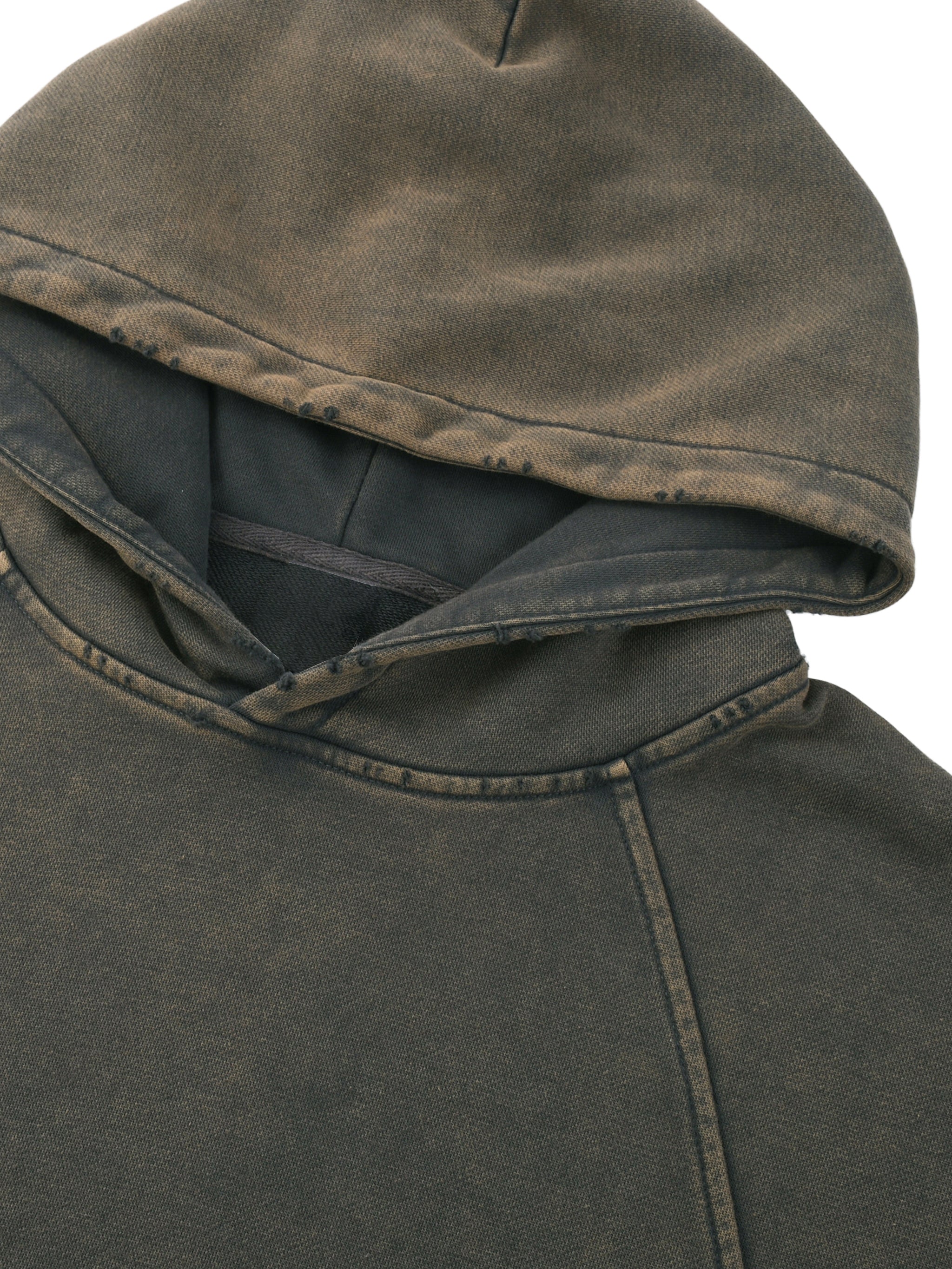 Washed Frayed-Hem Hoodie - Gray
