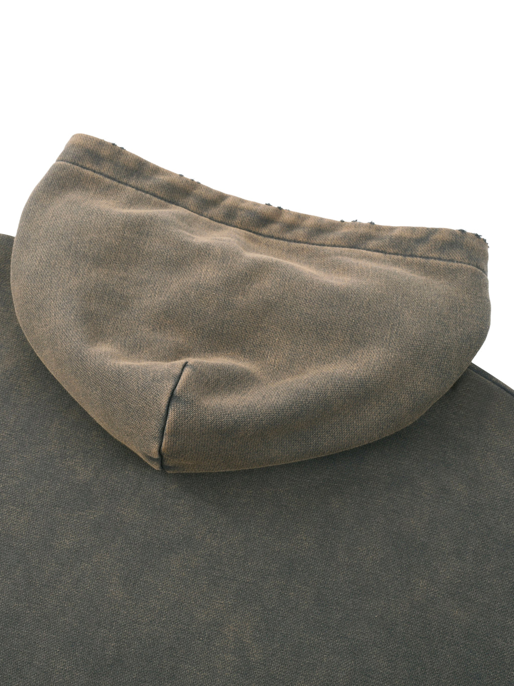 Washed Frayed-Hem Hoodie - Gray