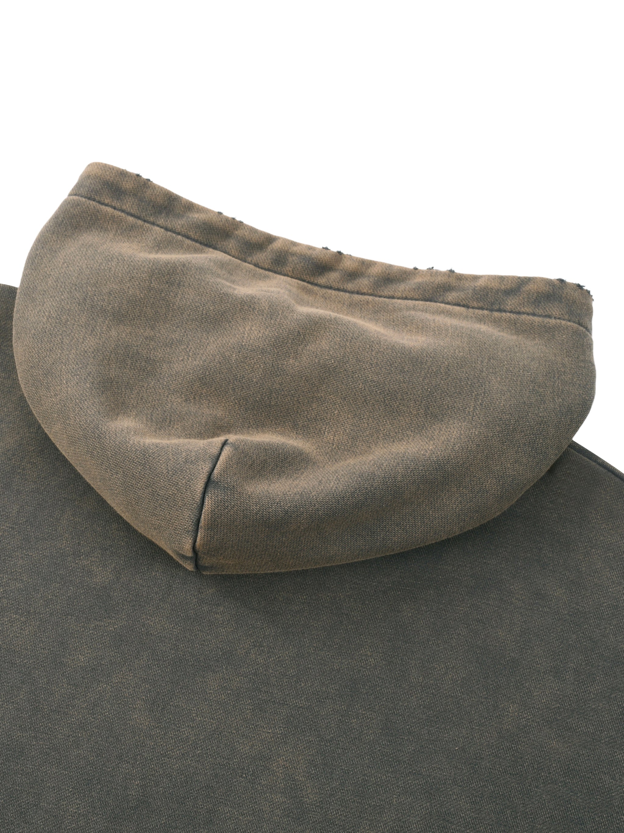 Washed Frayed-Hem Hoodie - Gray