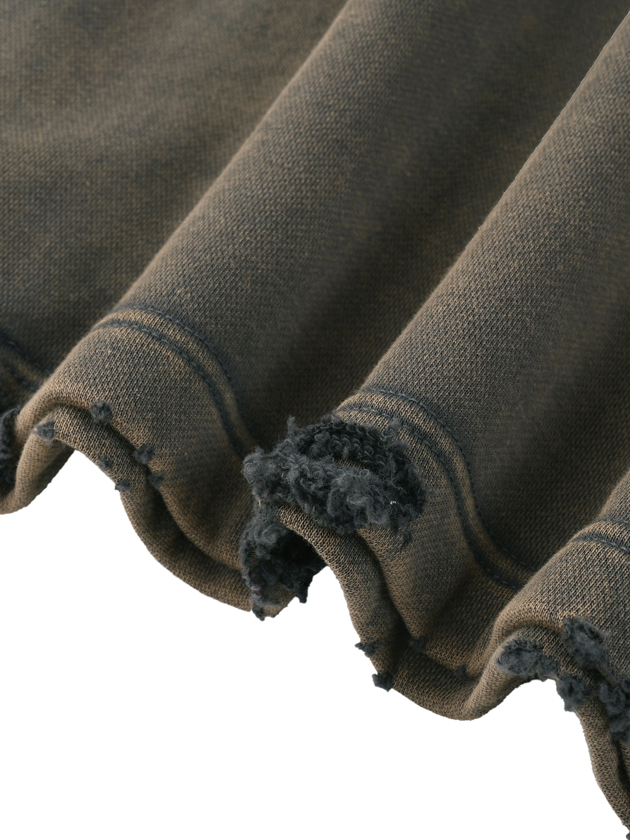 Washed Frayed-Hem Hoodie - Gray
